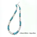 Collar de cuentas pavé de diamantes de imitación Shamballa de 10mm blanco y azul lago con arcilla. - 10MM 6 Filas Blanco y Azul Lago