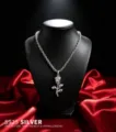 Collier pendentif fleur de rose en argent sterling S925 pour hommes style hip-hop. - Pendentif Seul (Sans Chaîne) / Argent 925 / Argent