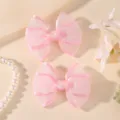 Pinces à cheveux double couche en organza pour enfants, accessoires de coiffure princesse rose - 2 Pièces/Paquet / Rose