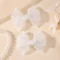 Weiße doppellagige Organza Schleife Haarspange, süßes Prinzessin Kinder Haarzubehör. - 2 Stück/Packung / Weiß