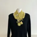 Sciarpa collo in maglia con simpatici pompon invernali colletto caldo giallo - Giallo
