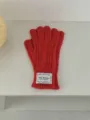 Guanti in maglia rossa da donna invernali caldi in lana semplici eleganti touchscreen uso quotidiano - Taglia unica / Rosso