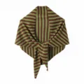 Knitted Striped Triangle Scarf Women Autumn Winter Warm Fashion Shawl Green Brown - Green Coffee Stripes / 70x160cm