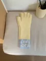 Color-block long knitted polka dot gloves for women, winter warm touch-screen gloves. - Milk Yellow