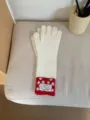 Gants longs en tricot à pois rouges et blancs, gants chauds d'hiver à doigts tactiles. - Blanc Cassé