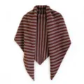 Women's knitted wool blend striped triangular scarf cozy winter fashion stylish shawl - Khaki Brown Stripe / 70x160cm