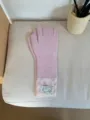 Cozy pink knit touch-screen gloves with polka dot cuffs and cute nature label detail. - Light Pink