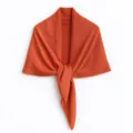 Women's orange knitted triangle scarf shawl, cozy warm winter cape variant for stylish outfits. - Orange / 70x160cm
