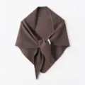 Brown knitted triangle scarf, winter warm wool shawl wrap for women, stylish minimalist daily wear. - Mocha / 70x160cm