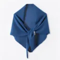 Blue knitted triangular shawl scarf for women, simple warm winter cape and neckerchief. - Prussian Blue / 70x160cm