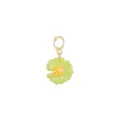 Mini ceramic daisy flower pendant charm for DIY jewelry making and cute bag accessory. - Green