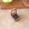 Boite a bague en bois avec fenetre en verre et insert en velours noir pour mariage et rangement. - Double Rainure / Noir