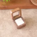 Boîte à bague en bois de noyer avec fenêtre, velours blanc pour mariage et stockage. - Double Rainure / Blanc Cassé