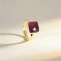 Anillo ajustable chapado en oro con piedra violeta para mujer, joya elegante y fina. - Amatista