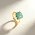 Anillo de oro ajustable con gema de cristal natural cuadrada, estilo minimalista elegante. - 11# Amazonita