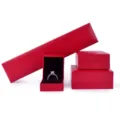 Red grid textured paper jewelry gift box set ring storage packaging display case - Bracelet Box / Red