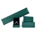 Dark green grid textured paper jewelry box ring gift packaging storage organizer display case - Bracelet Box / Green