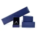 Blue grid pattern leatherette paper jewelry box set for rings and necklaces packaging storage - Pendant Box / Dark Blue