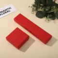 Red paper jewelry gift boxes set, square and long rectangle packaging for rings and necklaces. - 8.3X8.3X3.5cm / Red