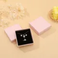 Pink jewelry gift box with black velvet insert, elegant packaging box for necklace, ring and gifts. - Pearlescent Pink