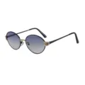 Vintage ronde zonnebril voor dames, chique zwart metalen montuur met verlooplenzen en UV-bescherming. - Zwart Goud Frame Kleurverandering Grijs