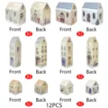 Christmas house paper gift boxes set, Nordic style holiday candy boxes and treat packaging. - Nordic Christmas House Village Style / 24 Pieces/Pack