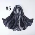 Detail shot of a gradient striped soft breathable silk-like scarf, elegant drape texture. - Style #5