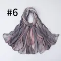 Close-up view of the soft gradient lightweight silk-feel scarf, delicate texture and breathable. - Style #6