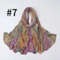 Soft striped satin imitation silk scarf shawl detail view, lightweight and breathable chic hijab. - Style #7
