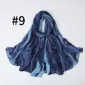 Detailed view of the soft blue gradient lightweight scarf showing the delicate wide stripes texture. - Style #9