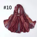Soft gradient wide striped satin silk scarf, breathable women shawl and hijab, 180x70cm. - Style #10