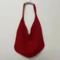 Rode gebreide holle schoudertas, casual geweven strandtote tas voor dames dagelijkse stijl. - Rood