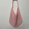 Roze gebreide schoudertas, gehaakte mesh strand tote tas, casual dagelijkse geweven tas. - Roze