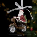 Christmas Santa Claus Riding Bicycle Resin Pendant Ornament 9cm Tree Hanging Decor - Santa on Bicycle / 9x3x9cm