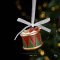 Christmas tree resin drum hanging ornament festive retro red green holiday home decor pendant - Red Green Drum / 4x4x4cm