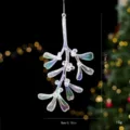 Addobbo appendibile per albero di Natale in acrilico iridescente vischio 17cm - Vischio
