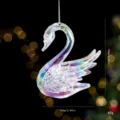 Ornamento sospeso per albero di Natale in cigno acrilico iridescente, pendente 10cm. - Cigno