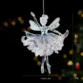 Decorazione natalizia da appendere all'albero ballerina in acrilico iridescente 14x11cm - Ragazza Danzante