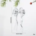 Silver glitter Christmas bow hanging ornament for tree holiday party decor 16x8cm - Bow