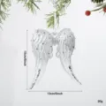 Silver angel wings Christmas tree hanging ornament with sparkling glitter 15x13cm decor - Angel Wings