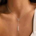 Delicado collar en Y de plata con colgante de círculo y barra, perfecto para uso diario. - Estilo Exquisito de Anillo y Barra (Estilo 3)