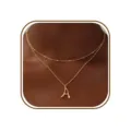 Collar dorado de doble capa con letra A para mujer joya elegante de moda minimalista. - Letra A