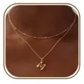 Gouden dubbellaagse letter M ketting minimalistische Franse vintage choker voor dames mode - M