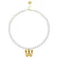 Elegante Perlen-Choker-Halskette mit trendigem, voluminösem goldenen Buchstaben W. - Buchstabe W