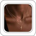 Collier double couche en or avec pendentif lettre Q et croix bijoux de mode chic - Lettre Q / Or