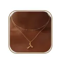 Gouden dubbellaags ketting met kralenketting en hanger voor dames mode sieraden. - Letter T