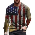 Men's vintage US flag 3D printed long sleeve t-shirt, street fashion casual top for men. - S / XZ-1688-5087