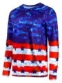 Men's 3D Digital Printed Long Sleeve T-Shirt American Flag Shark Graphic Streetwear Top - S / Tops / XZ-1688-5099