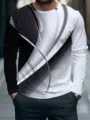 Men's fashion 3D abstract digital print long sleeve t-shirt street style casual top. - S / Tops / XZ-1688-5100
