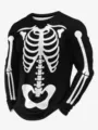 Men's skeleton print long sleeve t-shirt, black casual 3D graphic streetwear round neck top. - S / Tops / XZ-1688-5101